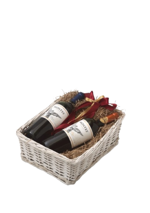 GIFT DOUBLE WHITE BASKET - MONTES RESERVA