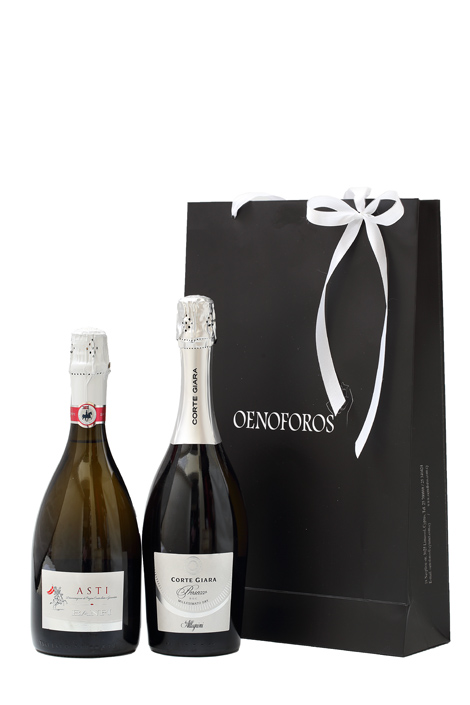 GIFT DOUBLE BAG - WHITE SPARKLING