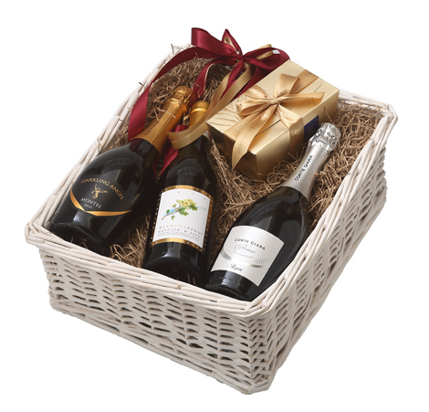 GIFT TRIPLE WHITE BASKET - WHITE SPARKLING