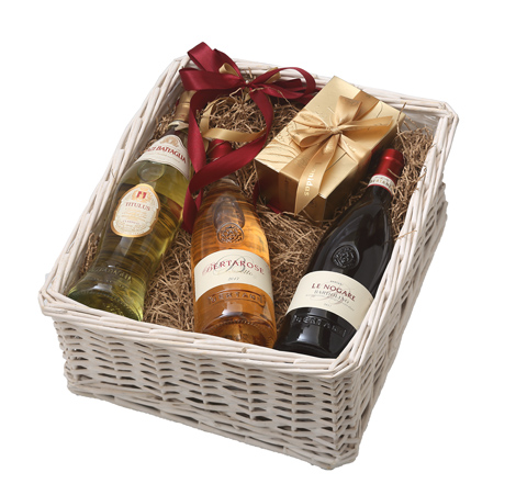 GIFT TRIPLE WHITE BASKET - ITALY